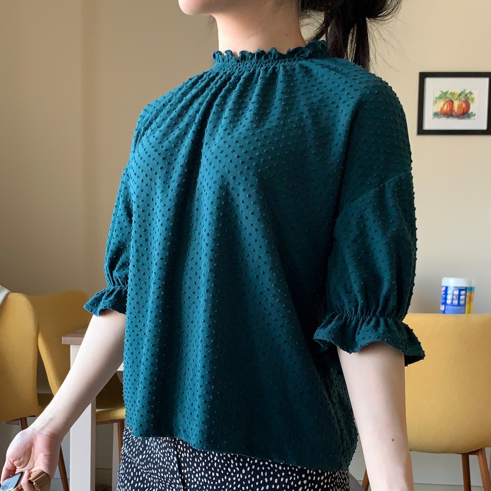 Madewell Clip Dot Ruffle Top